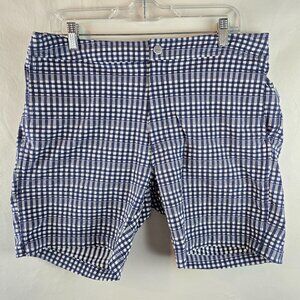 Onia The Calder Swim Trunks Mens XL Blue Plaid Check Quick Dry Shorts Hybrid